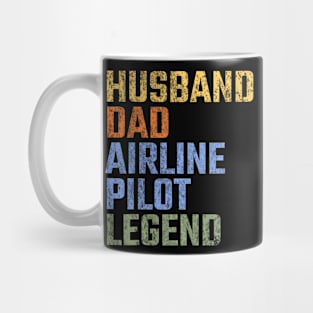 Mens Husband Dad Airline Pilot Legend Fathers Day  Retro Mug